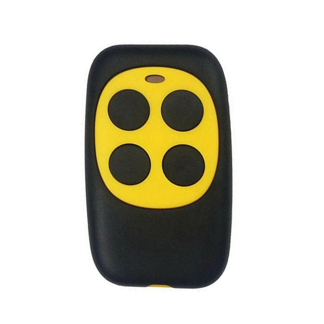 Universal Multi-Function Remote Control for Car Access - black/yellow 4-button key fob for garage gate security up to 100m
