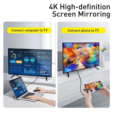 Baseus CATPN01 100W PD3 1 Gen2 USB C to USB C Cable 150cm connecting laptop or phone to 4K TV for screen mirroring and fast charging