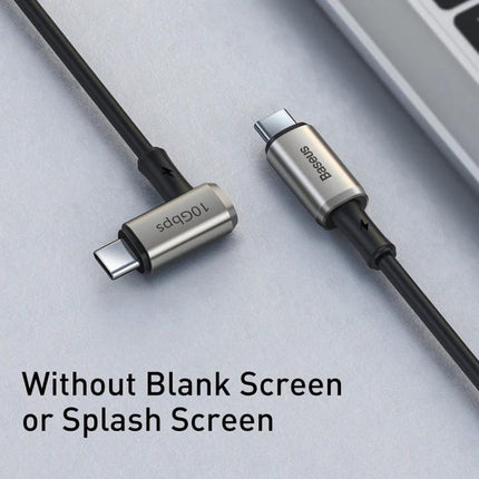 Baseus CATPN01 100W PD3 1 Gen2 USB C to USB C Cable 150cm - 100W fast charging, 4K display, 1000M transfer, right-angle T-shaped connectors