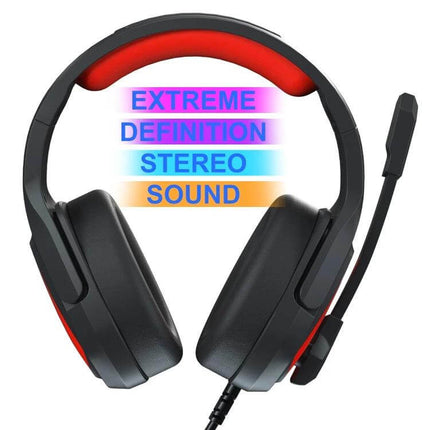 Anivia Wired Headset With Microphone For Gaming And Calls black red headset with boom mic and 3.5mm cable, ergonomic ear cushions