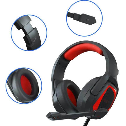 Anivia Wired Headset With Microphone For Gaming And Calls ergonomic red black headset with 50mm drivers and breathable leather