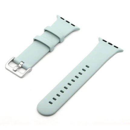 Silicone Watch Band With Silver Buckle For Apple Watch