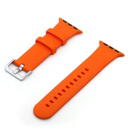 Silicone Watch Band With Silver Buckle For Apple Watch