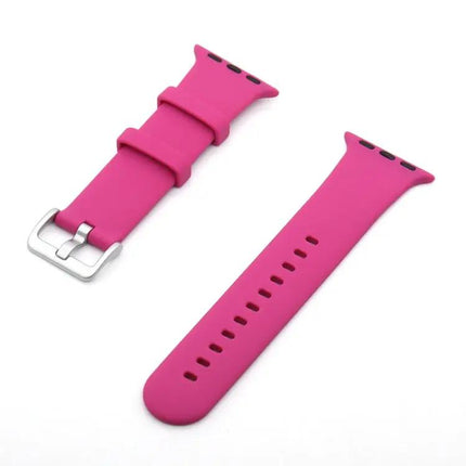 Silicone Watch Band With Silver Buckle For Apple Watch