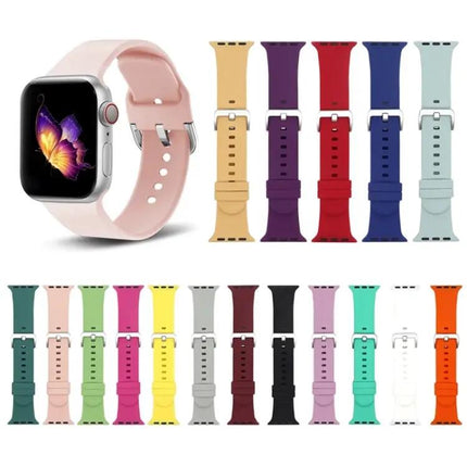 Silicone Watch Band With Silver Buckle For Apple Watch