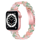 For Apple Watch Series 7  41mm / & 6 & SE & 5 & 4 40mm / Pink Green Flower