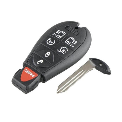 7-Button Car Key for Dodge Grand Caravan 2008-2016 replacement remote fob showing 7-button key and emergency metal key