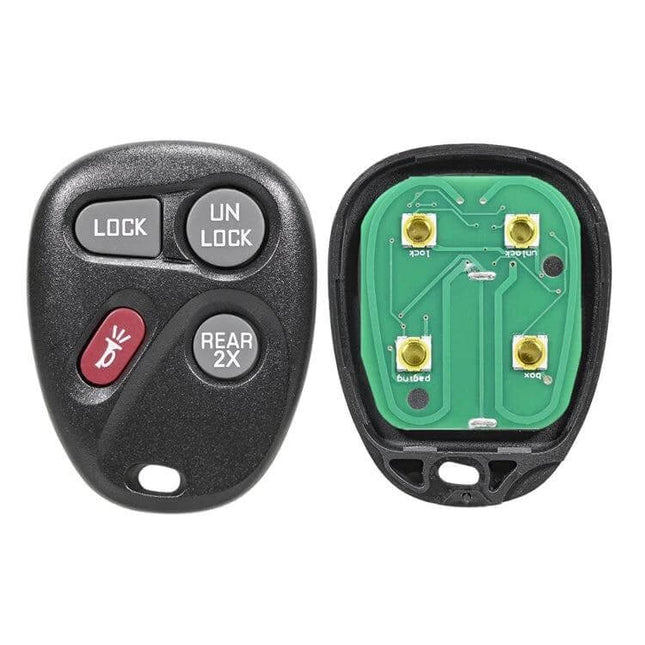 Generic Replacement 4-Button Car Key for Chevrolet Automobile Models showing front and internal circuit board