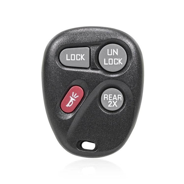 Generic Replacement 4-Button Car Key for Chevrolet Automobile Models — black 4-button remote with lock, unlock, panic and rear hatch buttons