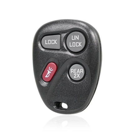 Generic Replacement 4-Button Car Key for Chevrolet Automobile Models - black key fob with lock, unlock, remote start and rear 2x buttons