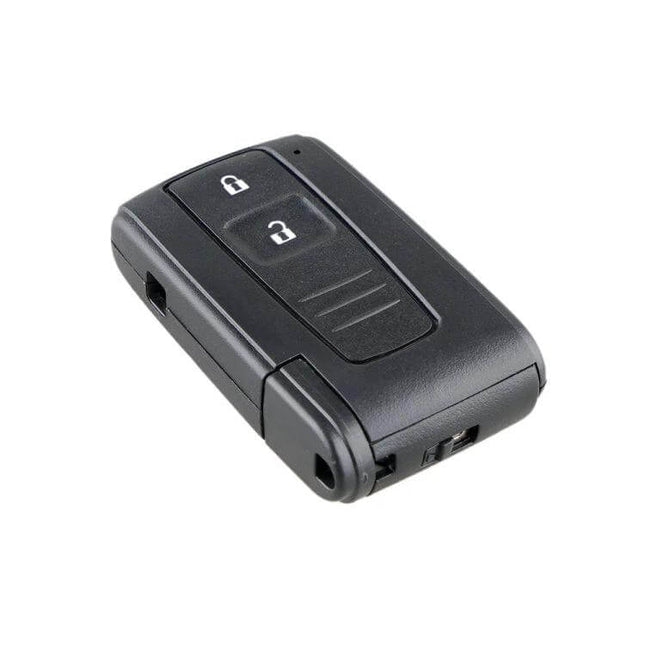 2-Button Replacement Key Shell for Toyota Prius and Similar Models - black replacement key shell with two buttons and transponder cavity