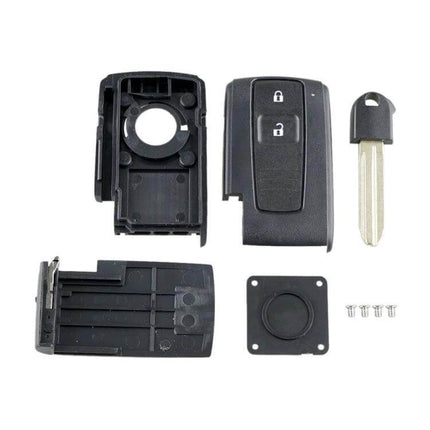 2-Button Replacement Key Shell for Toyota Prius and Similar Models - black shell kit with key blade, buttons, screws and internal casing