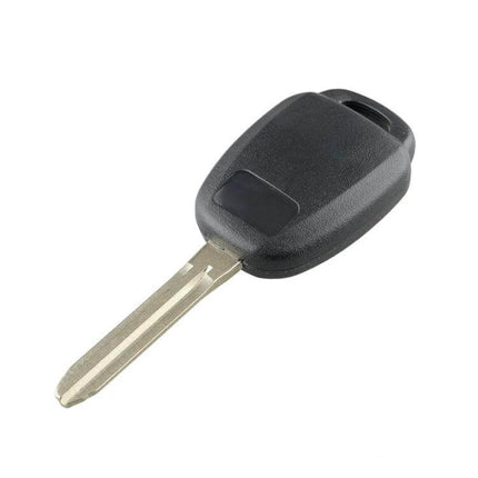 Replacement 4-Button Car Key for Toyota Camry Vehicles showing black fob with metal key blade