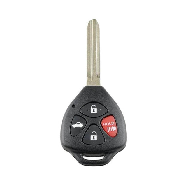 4-Button Replacement Key for Toyota Corolla 2008-2010 black key fob with trunk, lock, unlock and panic buttons
