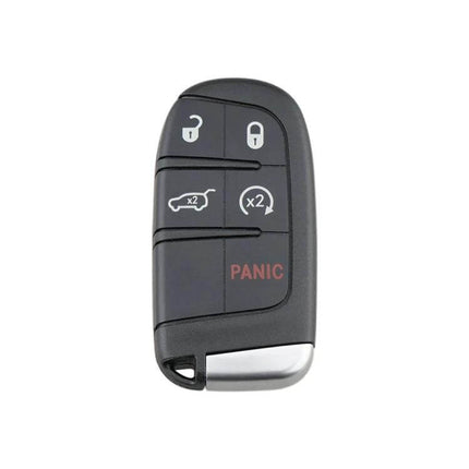 Five-Button Replacement Key for Jeep Grand Cherokee Vehicles - black replacement remote with panic button and trunk/remote start icons