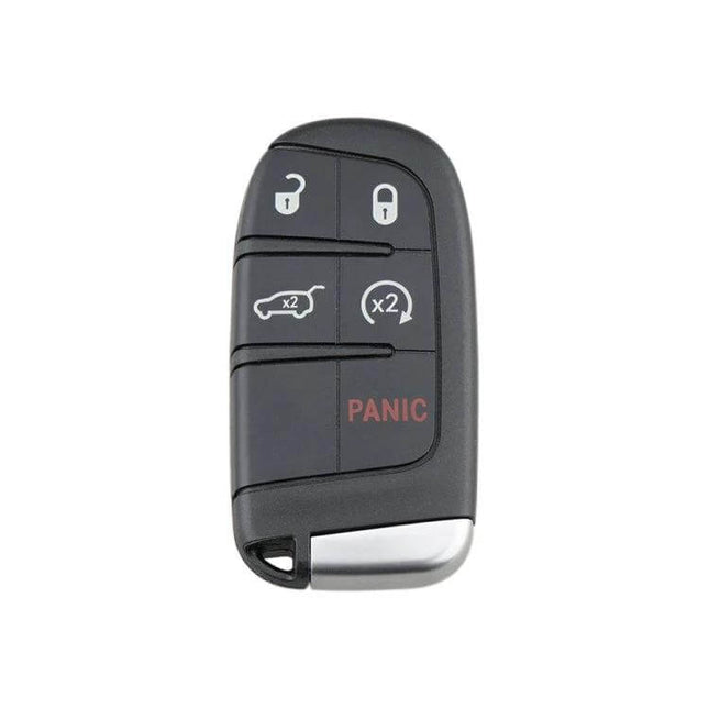 Five-Button Replacement Key for Jeep Grand Cherokee Vehicles - black replacement remote with panic button and trunk/remote start icons