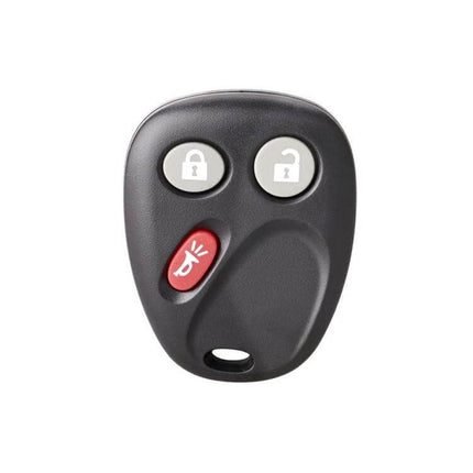 Chevrolet and Cadillac 3-Button Car Remote Key Replacement black fob with lock unlock and red panic button