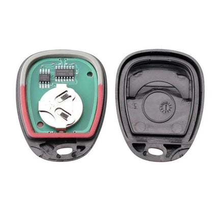 Chevrolet and Cadillac 3-Button Car Remote Key Replacement showing internal circuit board and battery compartment