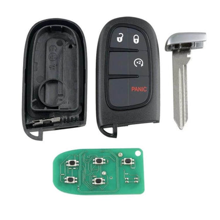 4-Button Wireless Remote Key for Dodge RAM Vehicles replacement key fob shell with circuit board and emergency blade