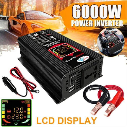 Tang III Car Power Inverter for Charging Devices in Vehicles - 6000W LCD display inverter with cables for charging laptops and phones in cars
