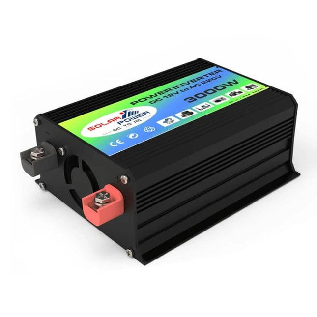 Tang I Generation Car Power Inverter for Vehicle Device Use shown with 3000W label, DC 12V to AC 110V connections and protective terminals