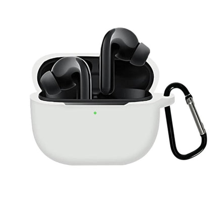 Silicone Protective Case for Xiaomi FlipBuds Pro Daily Carry in white silicone with carabiner, protective dust- and impact-resistant earbuds case