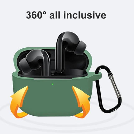 Silicone Protective Case for Xiaomi FlipBuds Pro Daily Carry - green silicone case with carabiner, 360° all inclusive protection