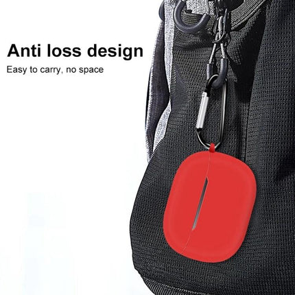 Silicone Protective Case for Xiaomi FlipBuds Pro Daily Carry hanging on backpack with carabiner anti-loss design, red silicone cover for commuting and travel