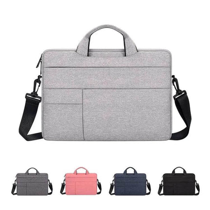 Oxford Cloth Nylon Laptop Shoulder Bag for Up to 15.6-Inch Laptops - gray slim commuter bag with front pockets and removable shoulder strap