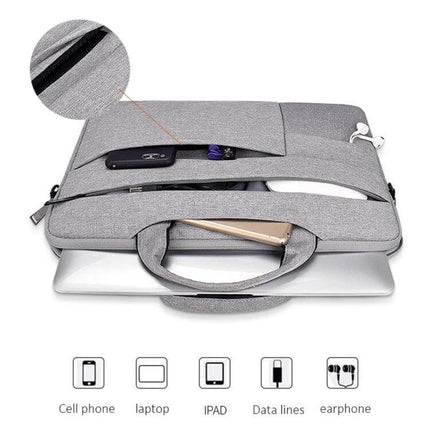 Oxford Cloth Nylon Laptop Shoulder Bag for Up to 15.6-Inch Laptops - grey slim protective sleeve with front pockets for phone, tablet and accessories