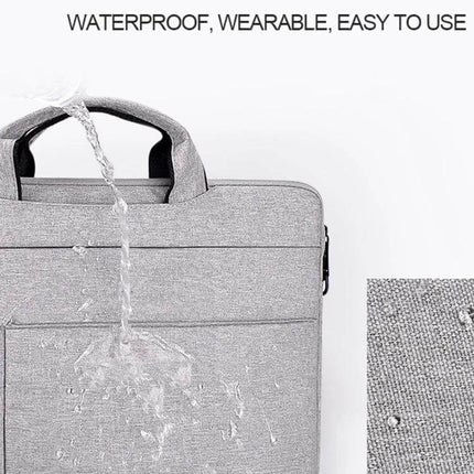 Oxford Cloth Nylon Laptop Shoulder Bag for Up to 15.6-Inch Laptops showing water-resistant gray fabric with water beading on front pocket