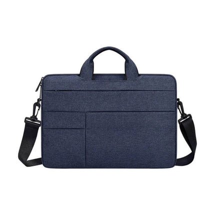 Oxford Cloth Nylon Laptop Shoulder Bag for Up to 15.6-Inch Laptops - navy slim protective brief with top handles and adjustable shoulder strap