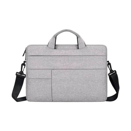 Oxford Cloth Nylon Laptop Shoulder Bag for Up to 15.6-Inch Laptops - light grey slim design with top handles, detachable shoulder strap and front pockets