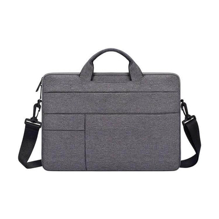 Oxford Cloth Nylon Laptop Shoulder Bag for Up to 15.6-Inch Laptops in grey with padded handles, detachable shoulder strap and front pockets for organization
