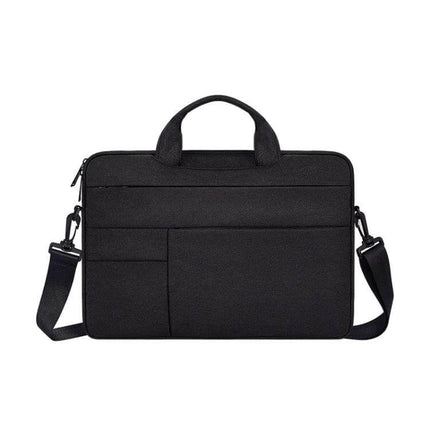 Oxford Cloth Nylon Laptop Shoulder Bag for Up to 15.6-Inch Laptops - black slim durable shoulder bag with front pockets and removable strap