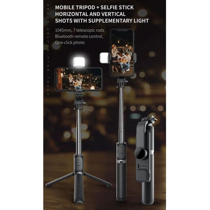 Versatile Tripod for Capturing Everyday Phone Moments - compact selfie stick tripod with LED light and Bluetooth remote for stable phone photos