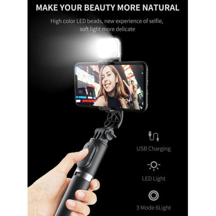 Versatile Tripod for Capturing Everyday Phone Moments handheld selfie stick tripod with LED light and phone holder for stable group photos