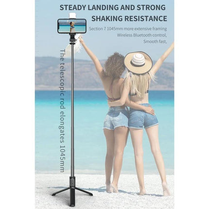 Versatile Tripod for Capturing Everyday Phone Moments – selfie stick tripod holding phone on beach for steady group photos and video calls