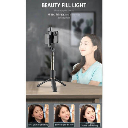 Q03S Selfie Stick for Daily Photo Moments on the Go - compact tripod selfie stick with fill light for travel, social media, and hands-free photos