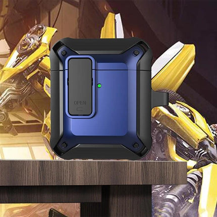 Silicone Protective Case for AirPods During Daily Activities - Blue rugged dustproof silicone cover with belt clip