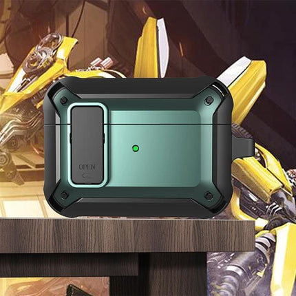 Silicone Protective Case for AirPods During Daily Activities shown in green rugged dustproof silicone shell on table