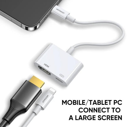 Joyroom SH141 1080P 8 Pin to HDMI Converter Adapter for iOS white adapter cable connecting iPhone to HDMI TV for 1080P@60Hz mirroring