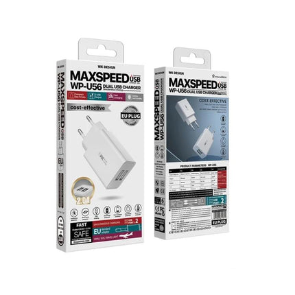 Versatile Travel Charger for Everyday Device Powering Needs - compact dual USB EU plug white travel charger packaging