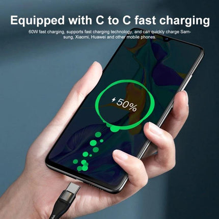 USB-C Cable for Everyday Device Charging and Syncing Needs connecting smartphone showing 50% charge during fast C to C charging