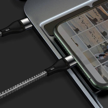 USB-C Cable for Everyday Device Charging and Syncing Needs — braided cable charging smartphone from laptop for fast data sync