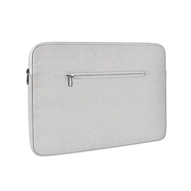 ND11 Jacquard Fabric Laptop Liner Bag for 13.3 to 15.4 Inch Laptops - light gray sleeve with front zip pocket, durable jacquard fabric protection