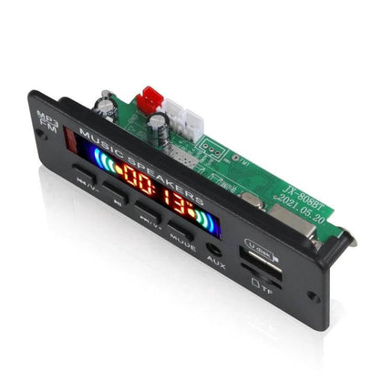 Car MP3 Player with Bluetooth, FM Radio, and USB Connectivity black front panel with LED display, AUX, USB slot and controls for car audio