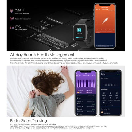 Durable Watch for Everyday Health and Activity Tracking - wrist wearable showing heart rate, sleep and activity app screens
