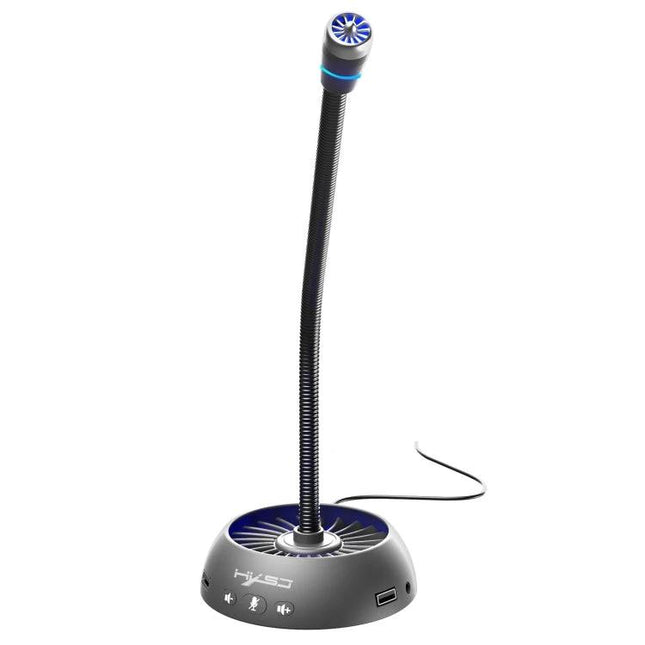 HXSJ USB Noise Reduction Microphone for Clear Calls angled desktop USB mic on flexible gooseneck with round base and mute controls