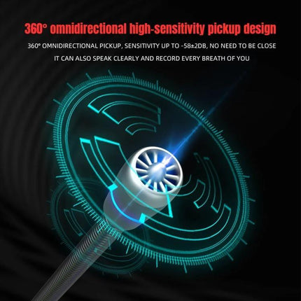 HXSJ USB Noise Reduction Microphone for Clear Calls showing 360° omnidirectional high-sensitivity pickup design with dual-capacitor clarity
